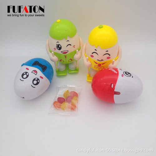 Play and eat egg plastic surprise with jelly bean